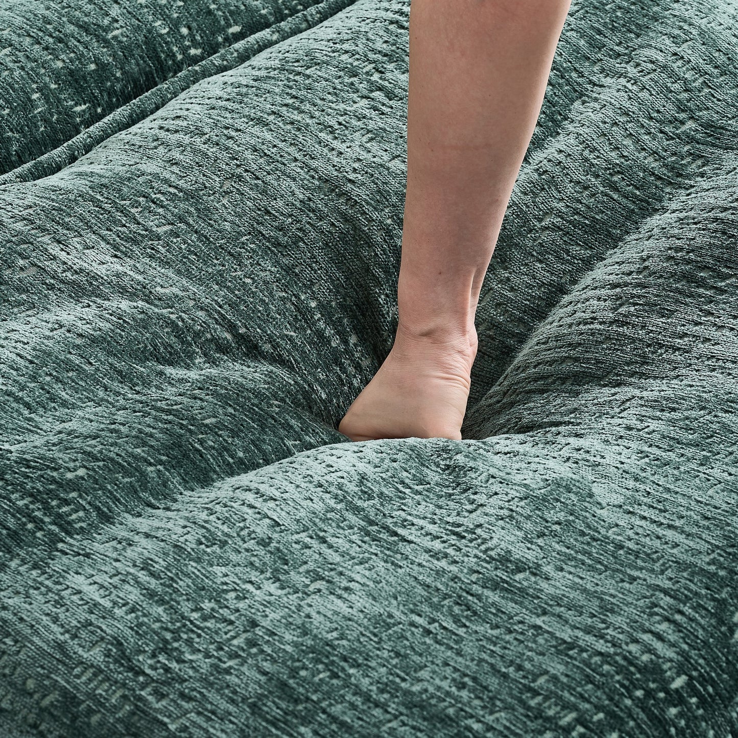 Sectional Cloud Deep Seat Couch, Modern Comfy Chenille L Shaped Sectional Sofa  with Movable Ottoman for Living Room