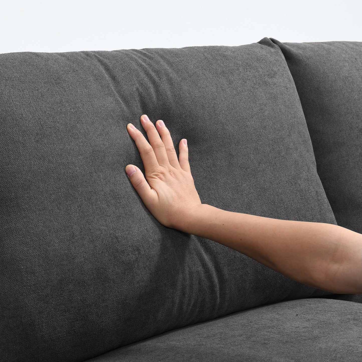 Modern Sectional Sofa,Polyester Fabric L-shaped Couch Set with 2 Free pillows