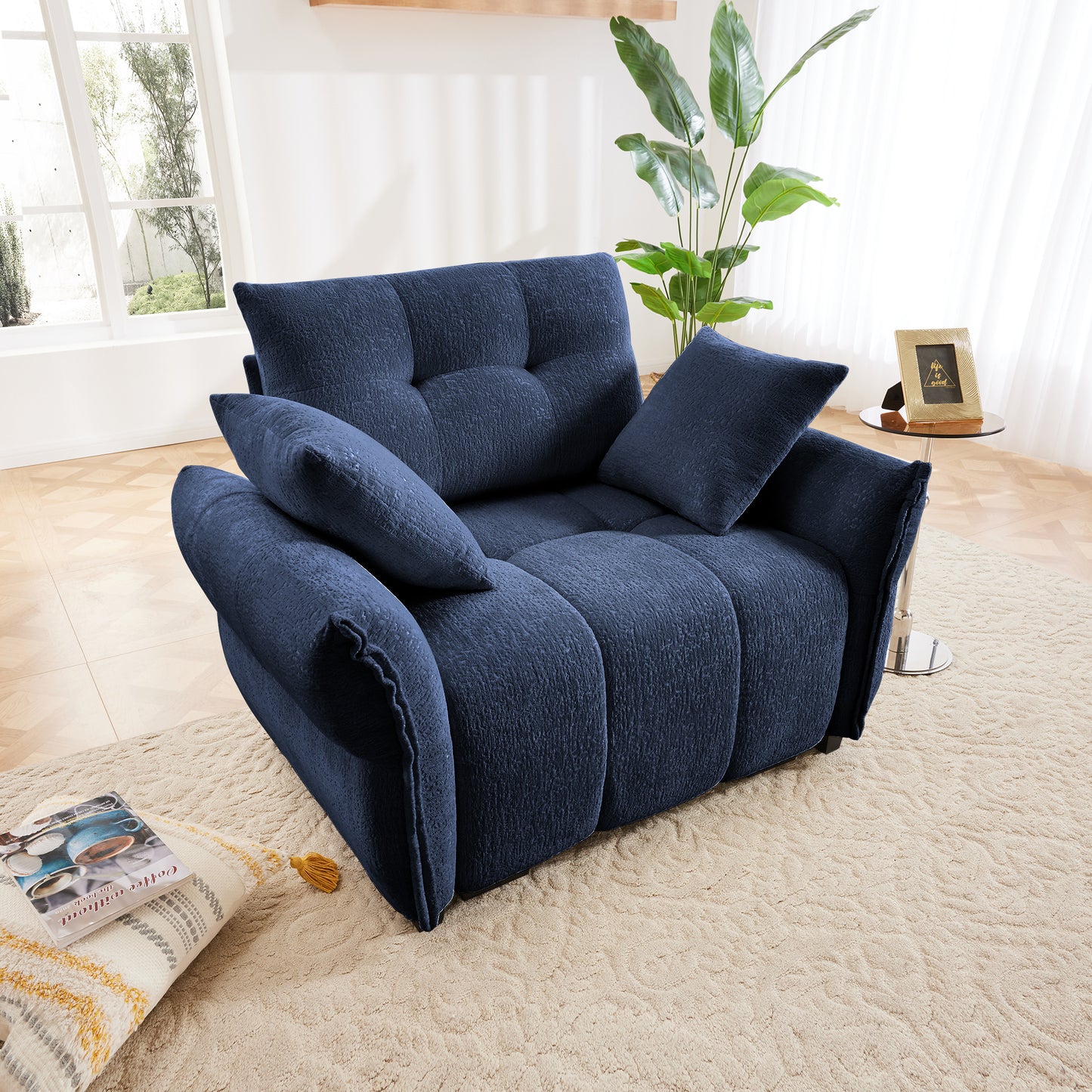 Ergonomic Single Seater-Two-Seater Sofa With High-Resilience Support Cushions And Throw Pillows