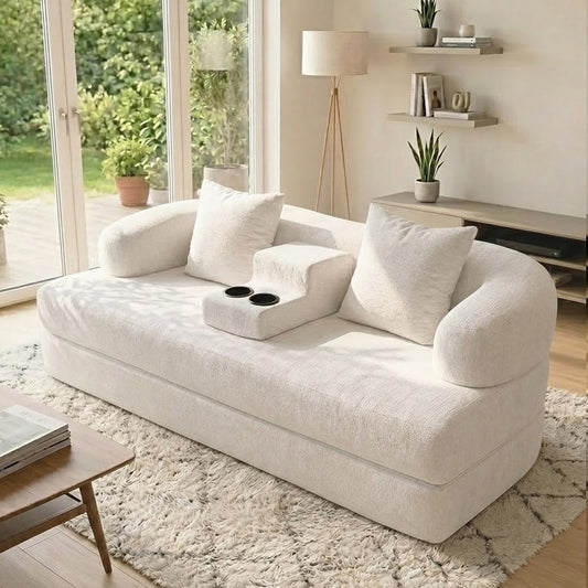 2-in-1 Convertible Sleeper Sofa Bed with Cup Holders