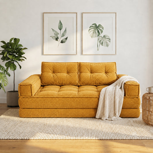 2-in-1 Boneless Convertible Floor Couch – Lazy Double Sofa with Armrest