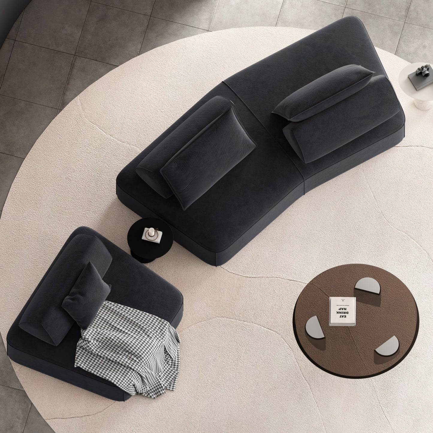 Modern Light Luxury Oversized Modular Sectional Sofa – DIY Chenille Couch with Removable Backrests & Soft Pillows (Beige/Dark Grey)