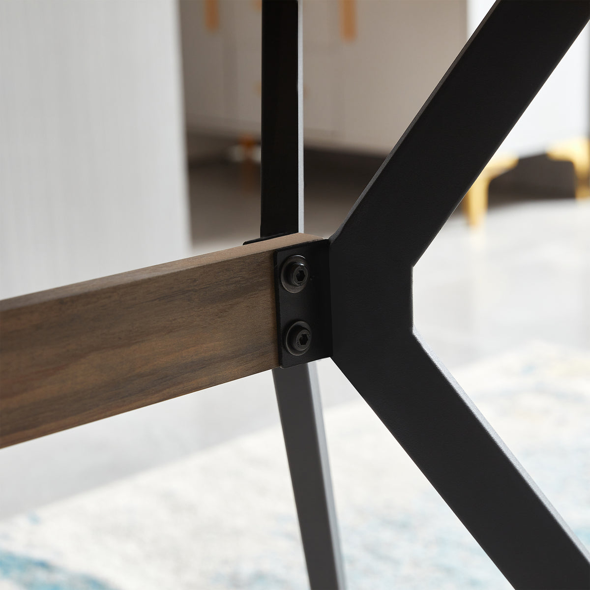 Modern Minimalist Dining Table – MDF Anti-Scratch Top, Metal Legs for Dining Room, Kitchen, Office