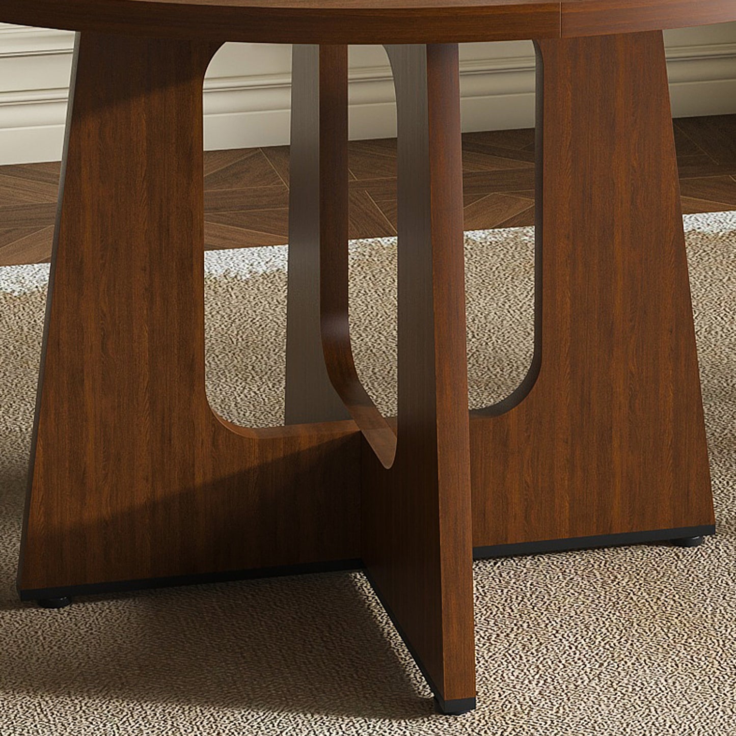 Round Dining Table, MDF Circle Table with Wood Grain Finish, Easy Assembly