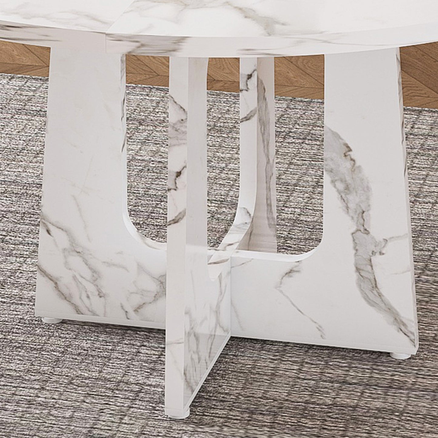 Round Dining Table, MDF Circle Table with Wood Grain Finish, Easy Assembly