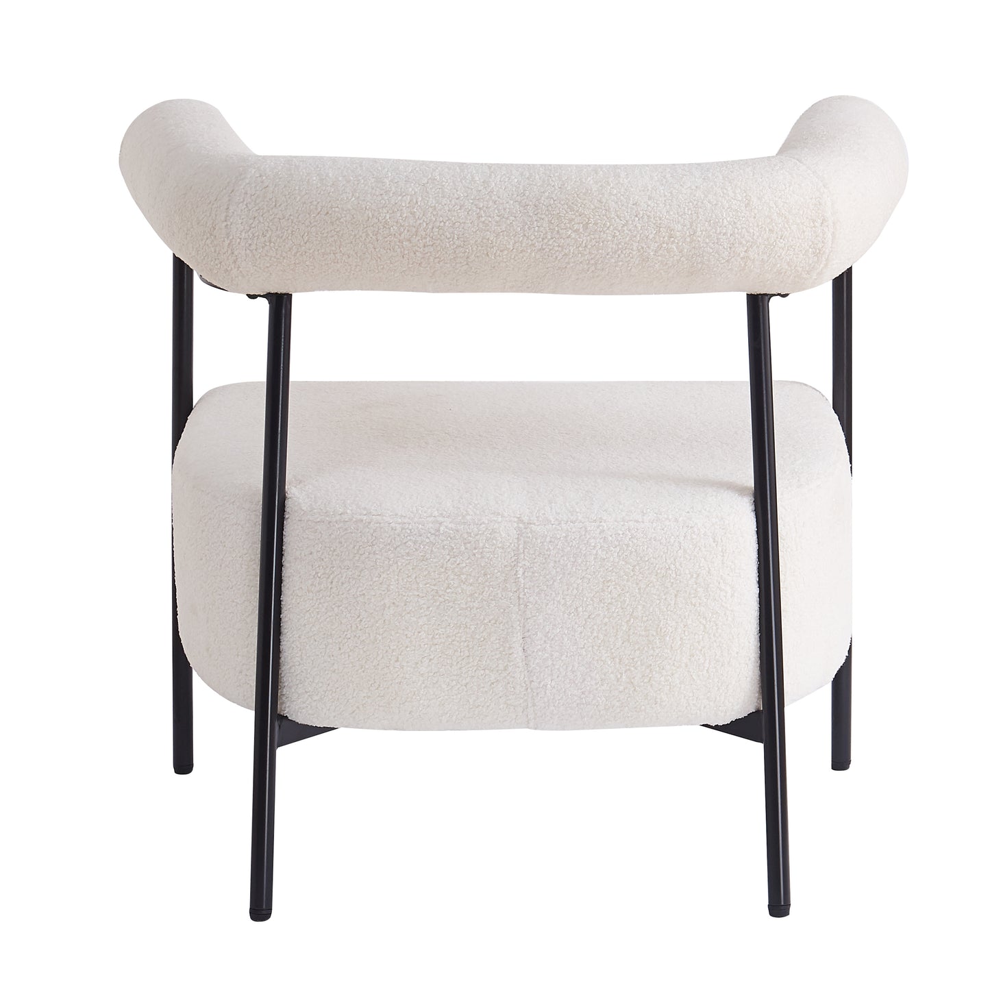 Upholstered Accent Chair, Curved Armchair with Black Metal Frame