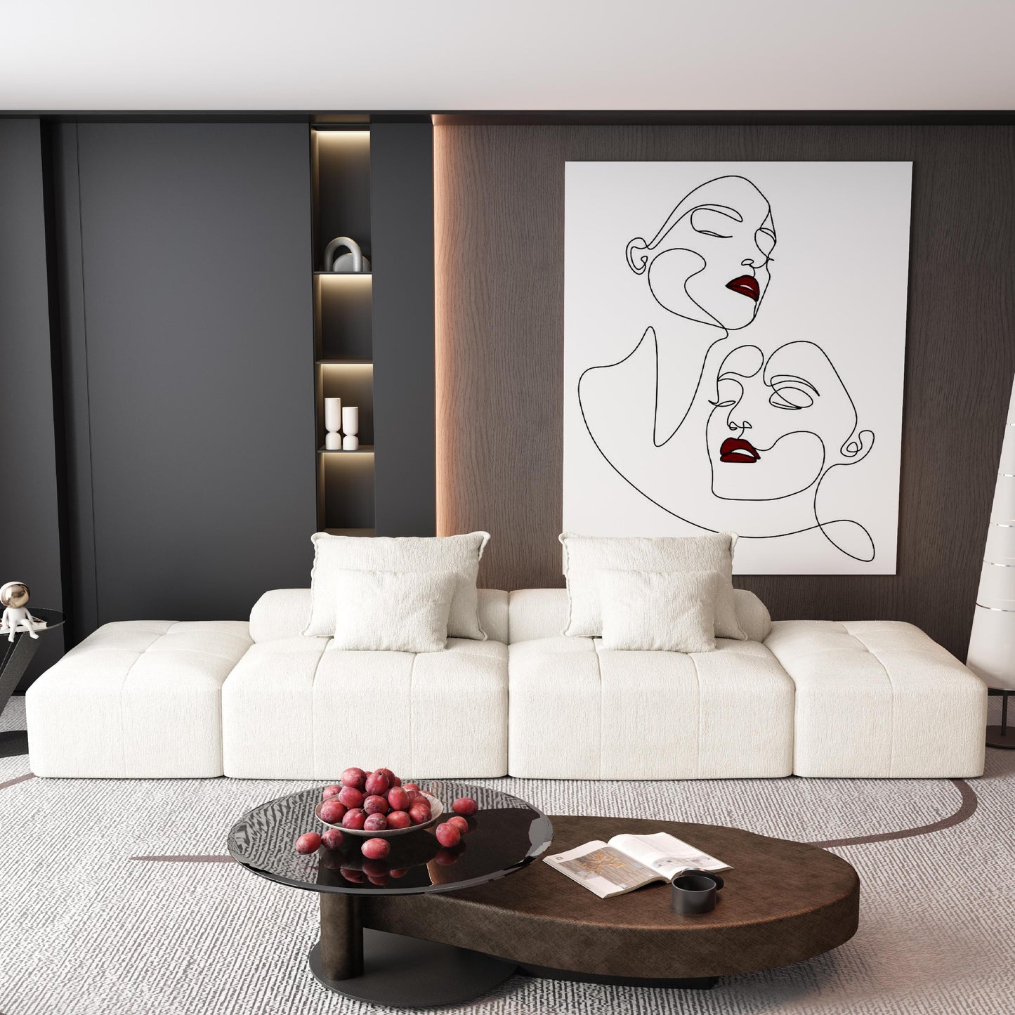 Modular Sectional Sofa with 2 chaise lounge and 2 armrest,Sparkling Chenille Fabric Soft Cushion Sofa with 4 Pillows
