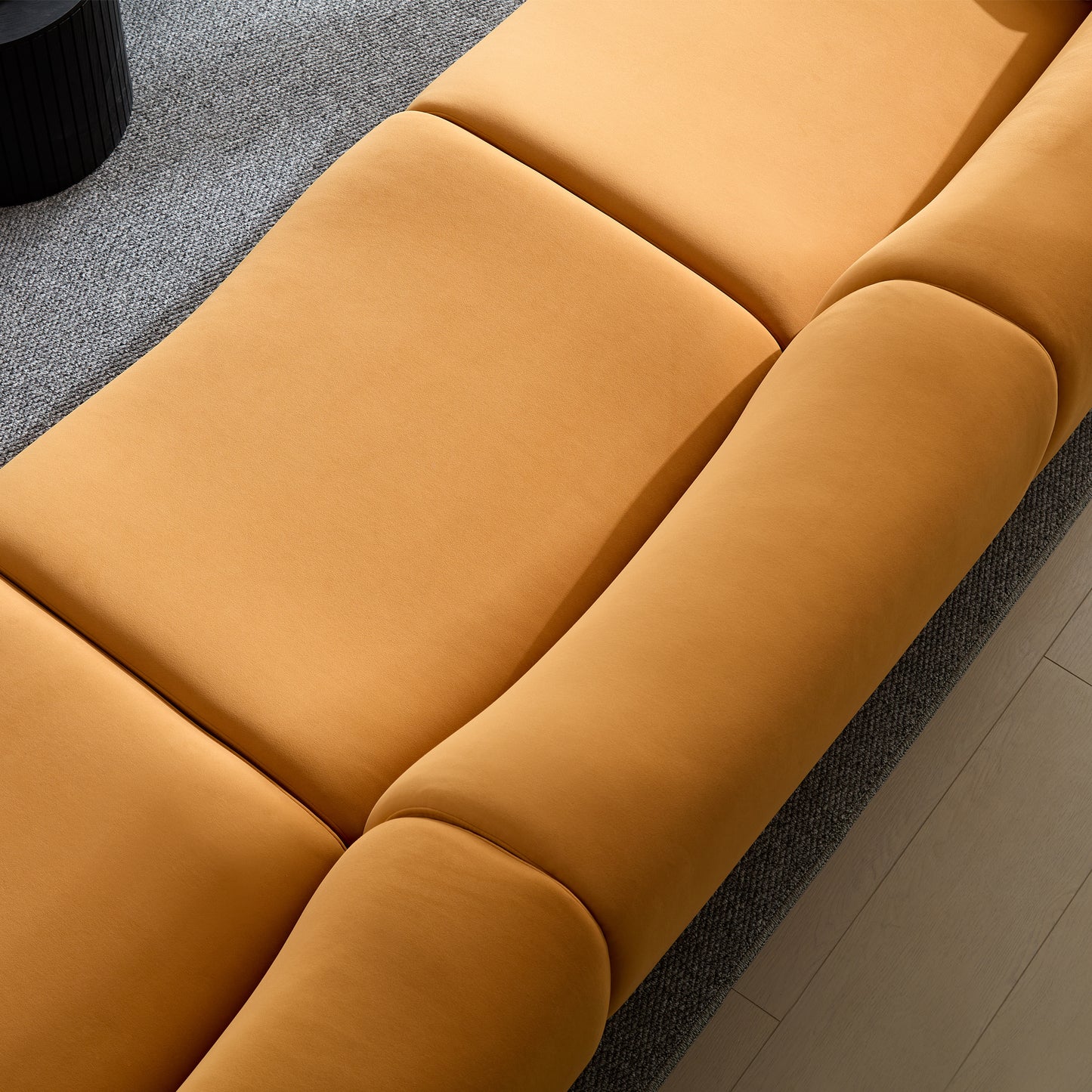 Bamboo-jointed sofa Solid Wood Frame 4 - Seat Sectional Sofa: White, Strong Durable Fabric, High - Density Sponge