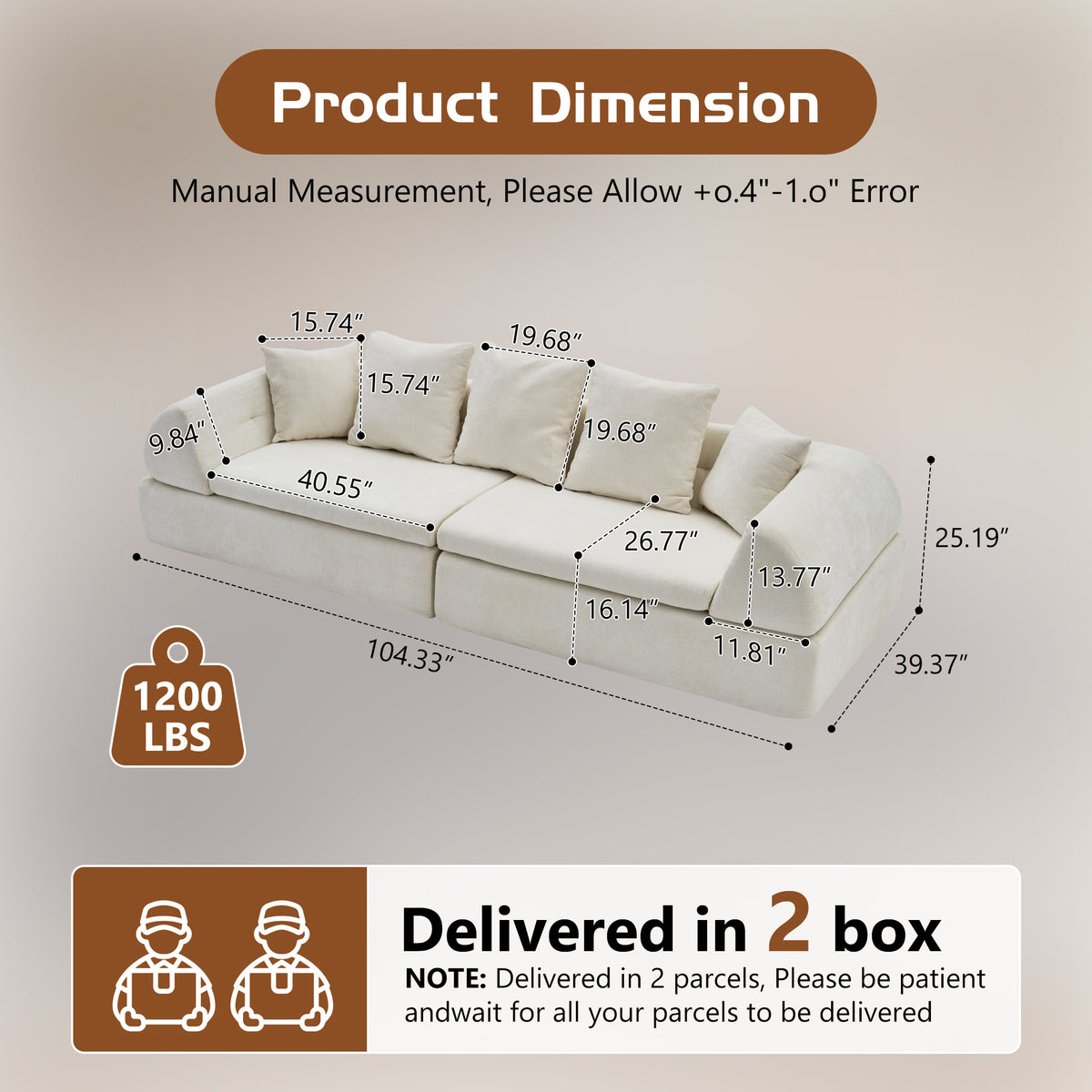 Cloud Modular Sectional Sofa – Boneless Couch, Deep Fluffy Seat, No Assembly Required