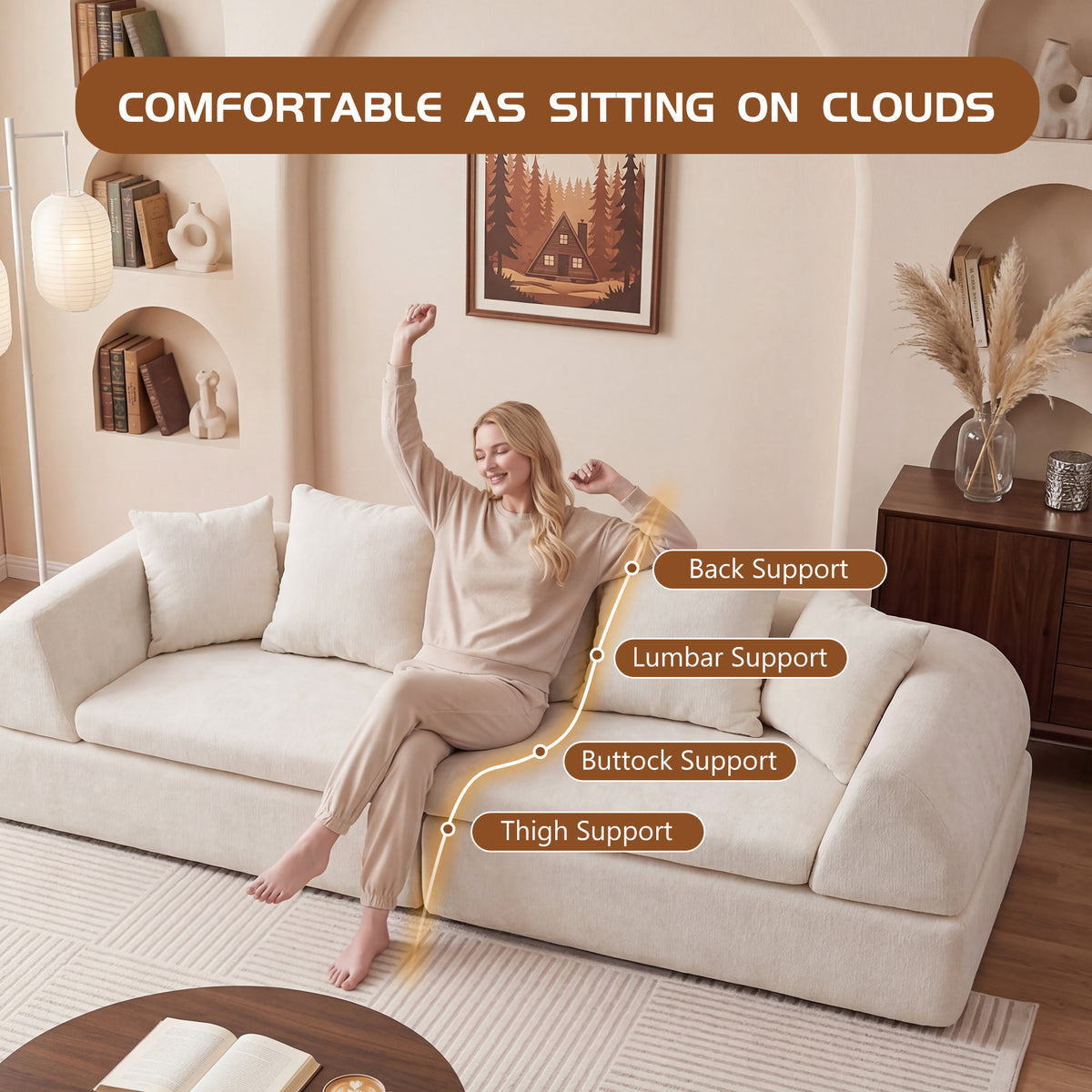 Cloud Modular Sectional Sofa – Boneless Couch, Deep Fluffy Seat, No Assembly Required