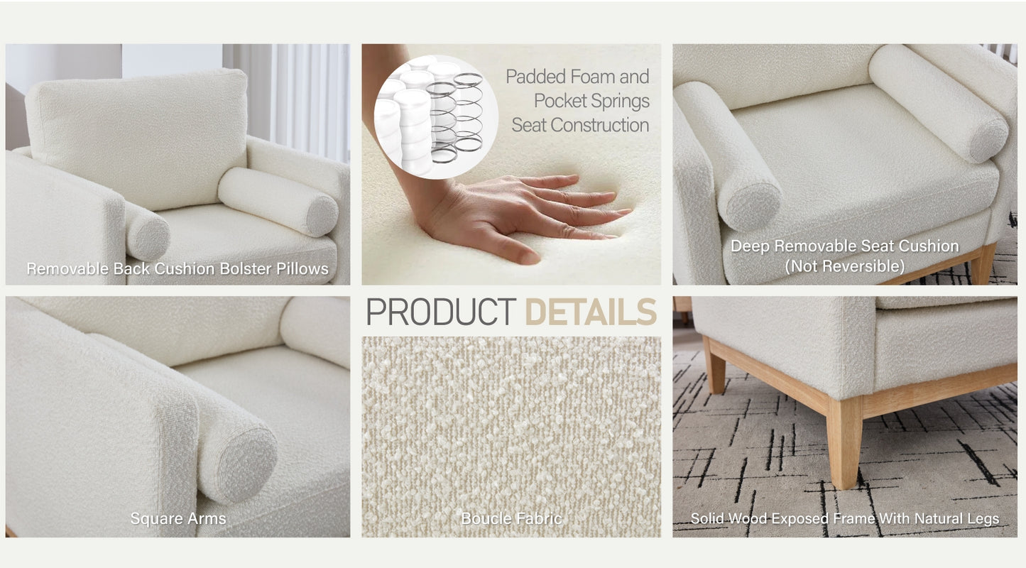 Modern Farmhouse Performance Accent Chair with Natural Wood Legs