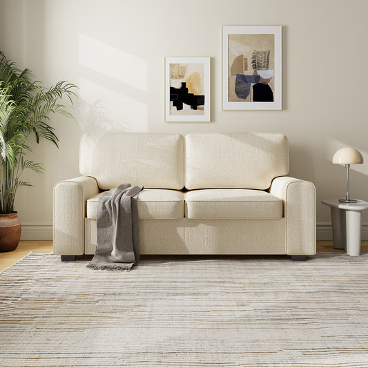 Loveseat Sofa with Chenille Fabric – Deep Seat 2-Seater Couch, Spring Cushion &amp; Sturdy Metal Frame