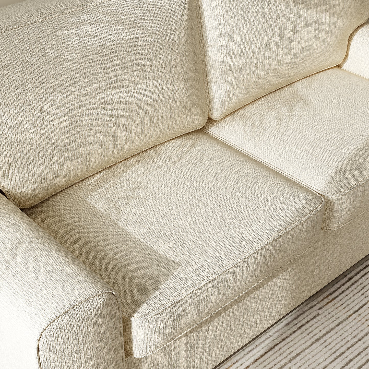 Loveseat Sofa with Chenille Fabric – Deep Seat 2-Seater Couch, Spring Cushion &amp; Sturdy Metal Frame