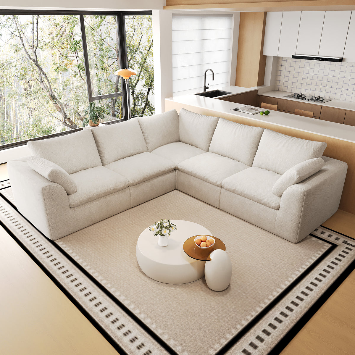 Vacuum Packed Cloud Sofa 2/3/4/5‑Seater, Modular Compressed Sofa Couch with Soft Cushion, Removable Covers for Living Room