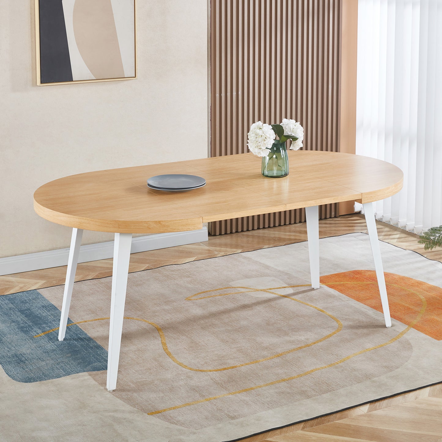 Extendable Dining Table – Metal Leg, MDF Top | Space-Saving Expandable Table for Home &amp; Office (Oak/Walnut/Black)