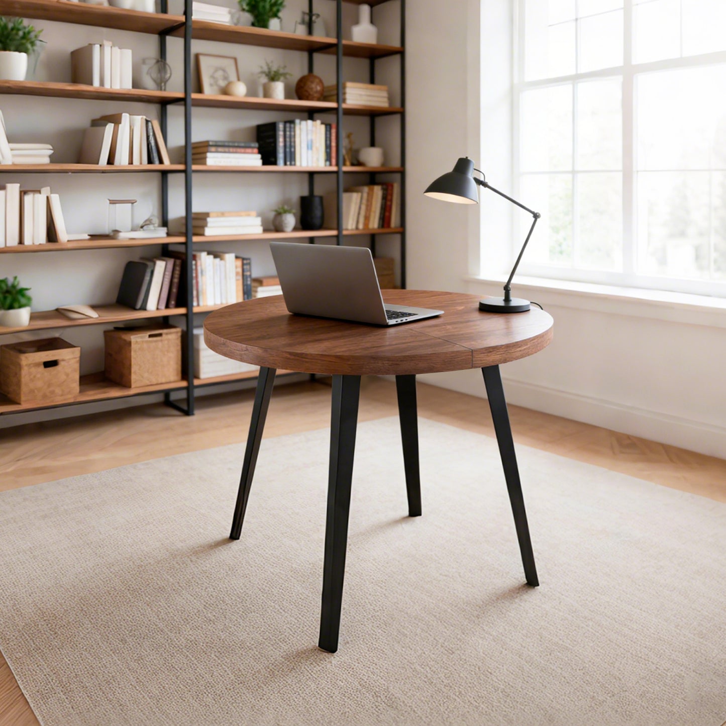 Extendable Dining Table – Metal Leg, MDF Top | Space-Saving Expandable Table for Home &amp; Office (Oak/Walnut/Black)