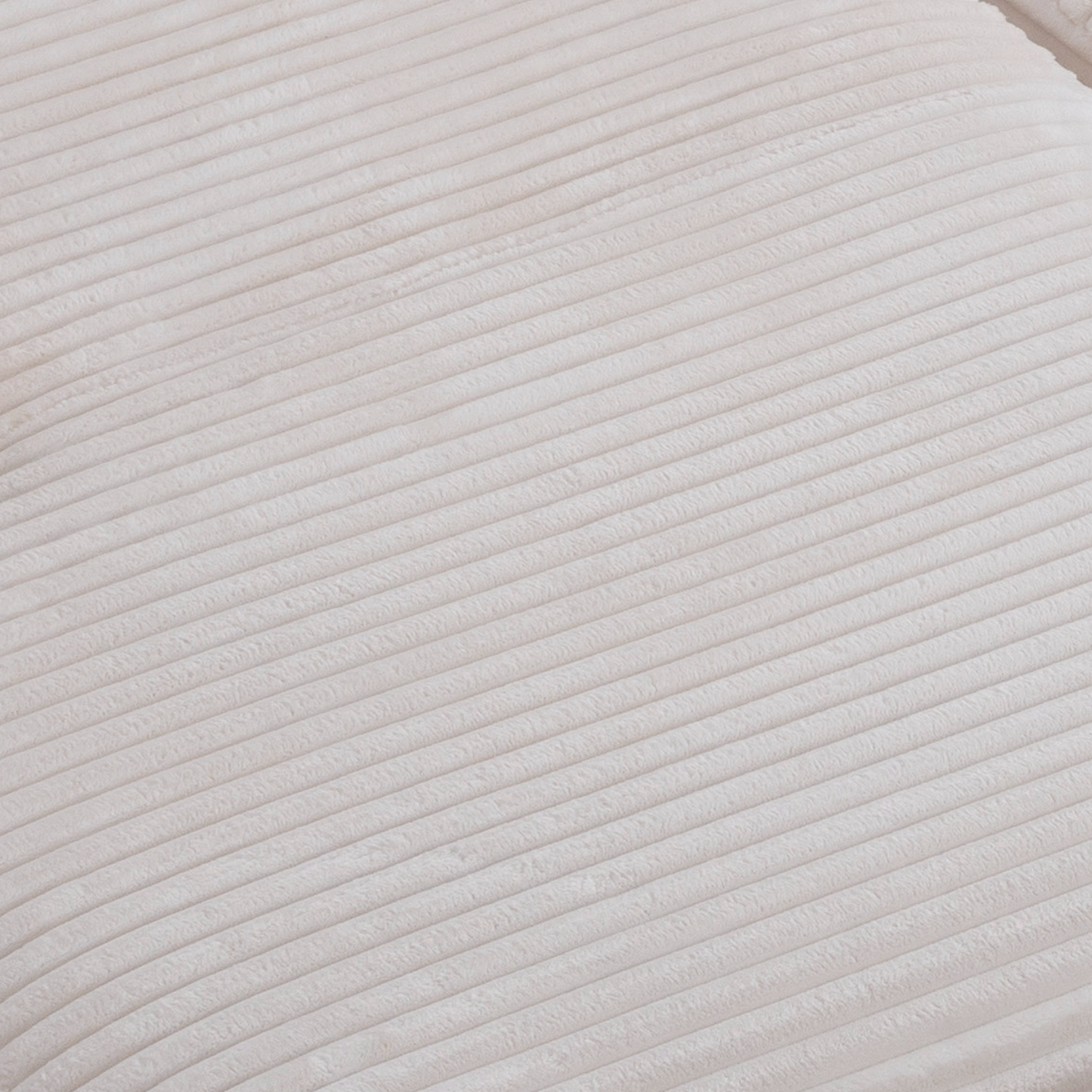 Corduroy Boneless L-Shape Chaise Sofa – No Assembly, Cup Holders, Storage Pockets (Cream White)