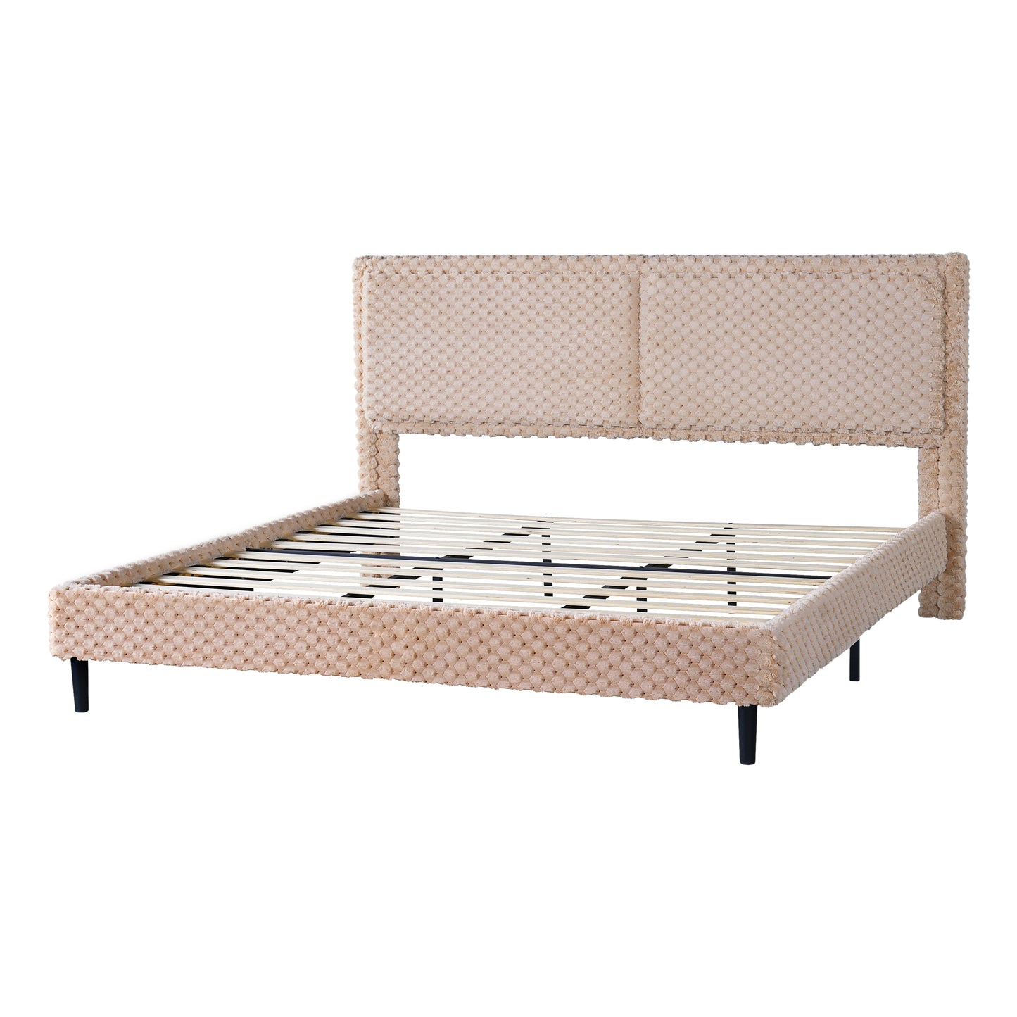 Modern White Plush Soft Bed – Comfortable Backrest Bedroom Bed (Queen/King)
