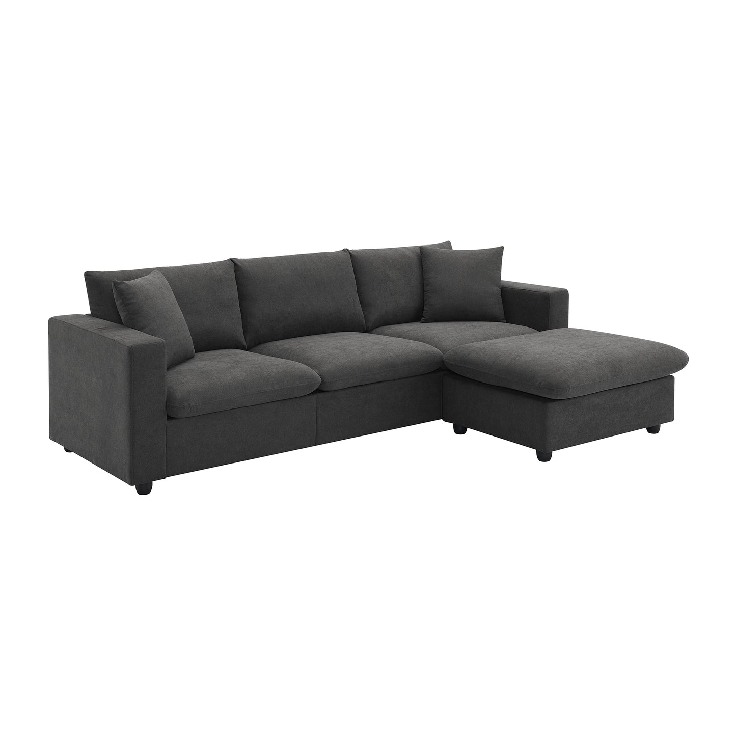 Modern Sectional Sofa,Polyester Fabric L-shaped Couch Set with 2 Free pillows