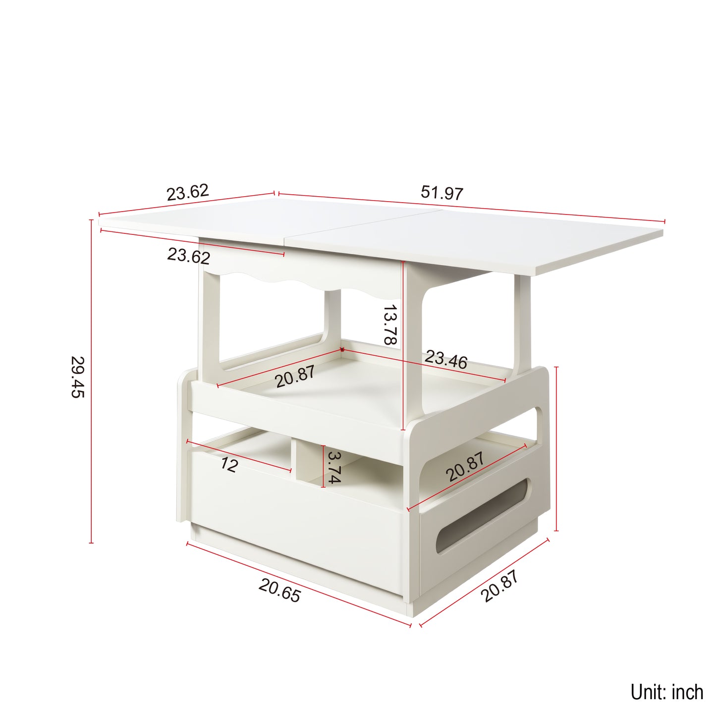 3 in 1 deformed Coffee Tables with Storage Cabinet for Living Room And Dining Room