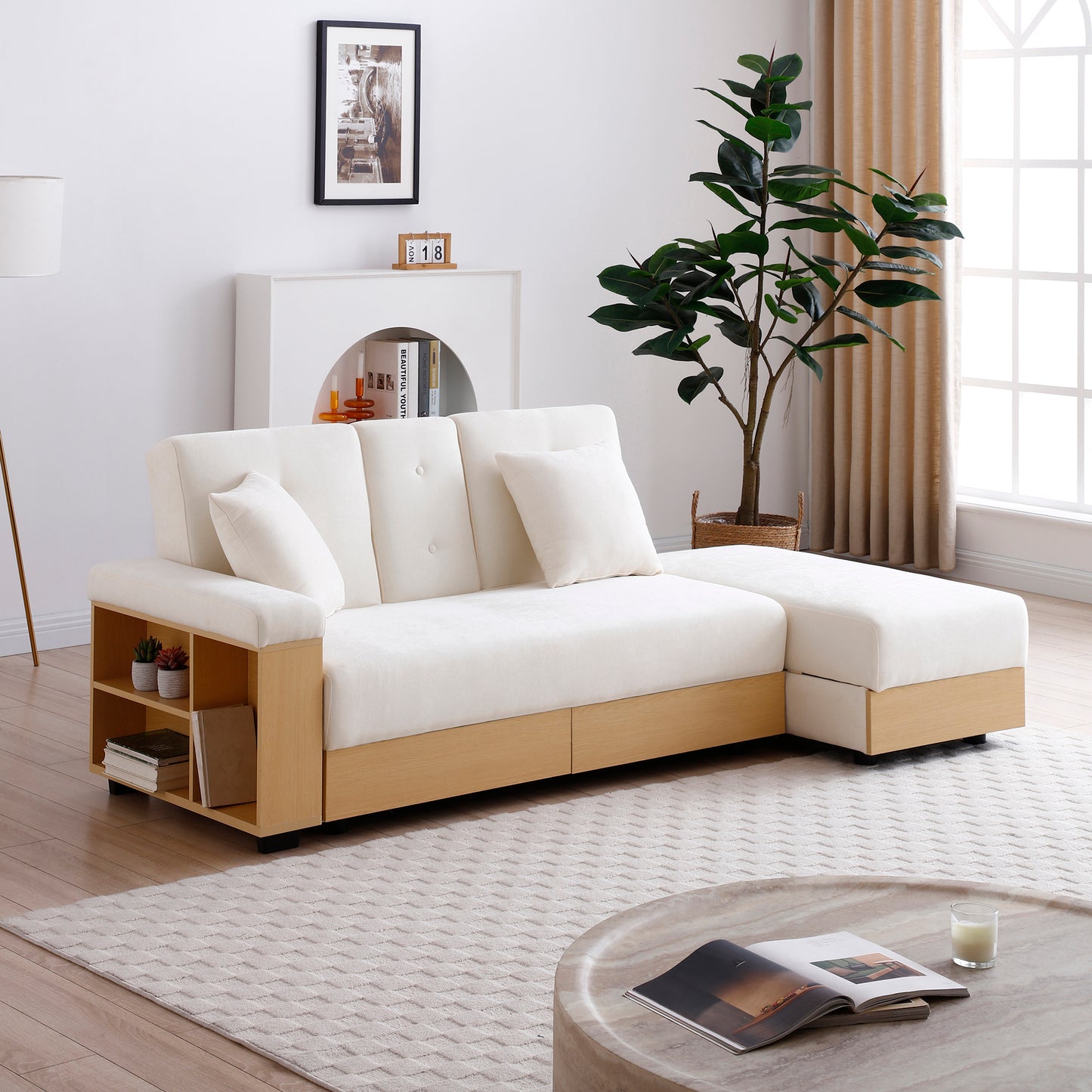 Convertible Sleeper Sofa Couch: Multifunctional, Double Folding with Storage