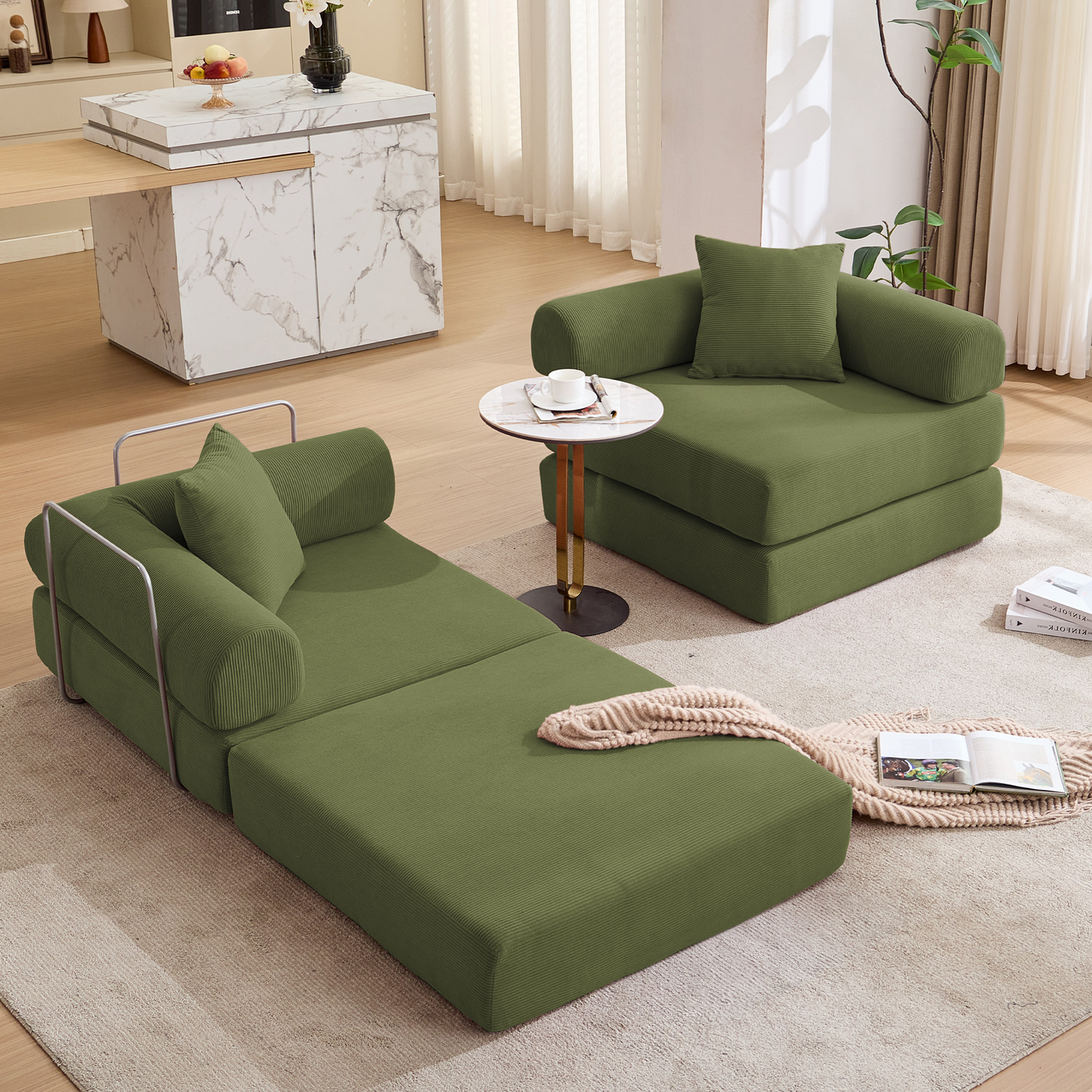 Modular Couch Sofa Bed for Apartment | Convertible Sofa Bed, Fixed-Shape Frame & Removable Armrests – No Assembly, Folding Mattress Couch for Small Spaces