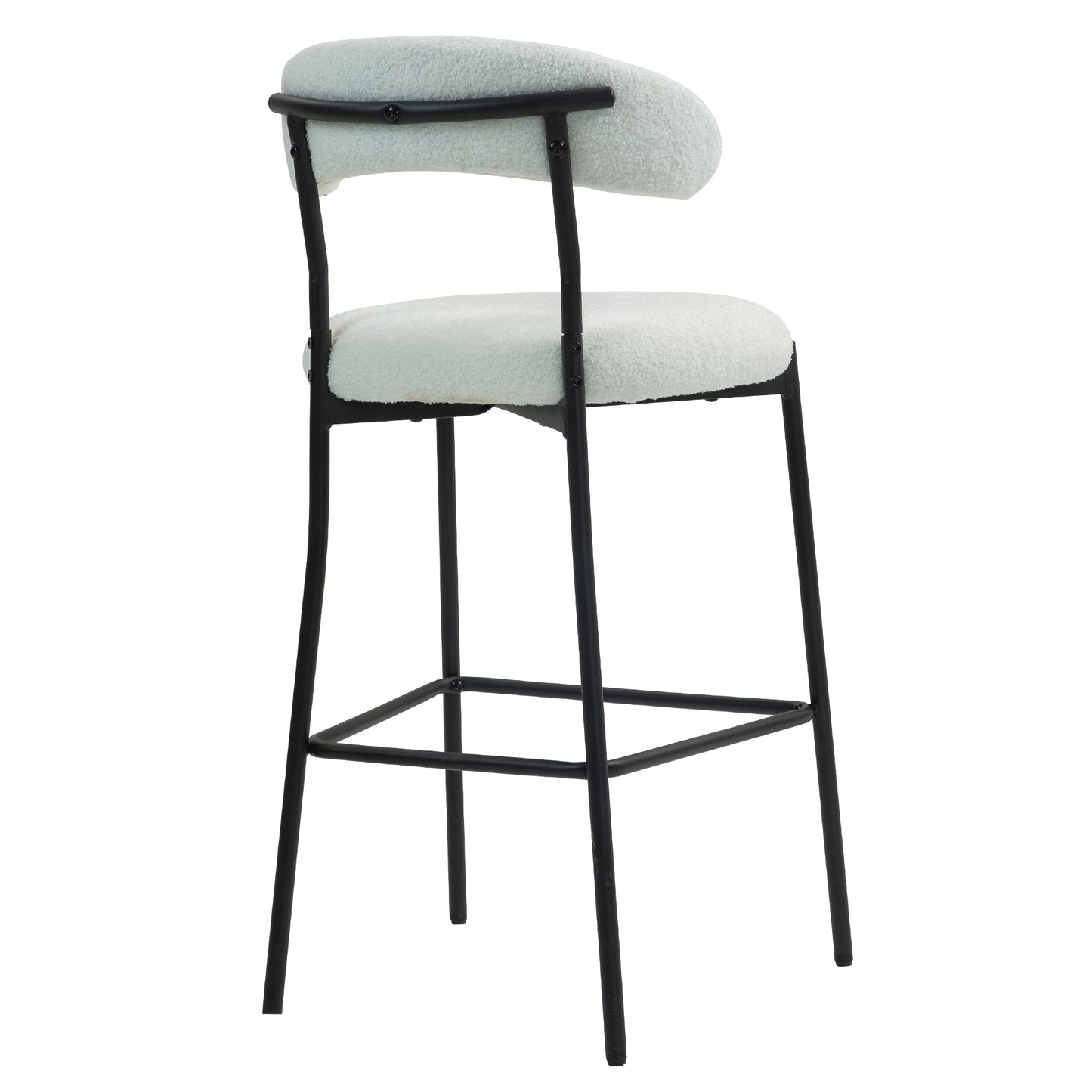 26 - Inch Counter Height Teddy Fabric Bar Stool with Black Powder - Coated Base