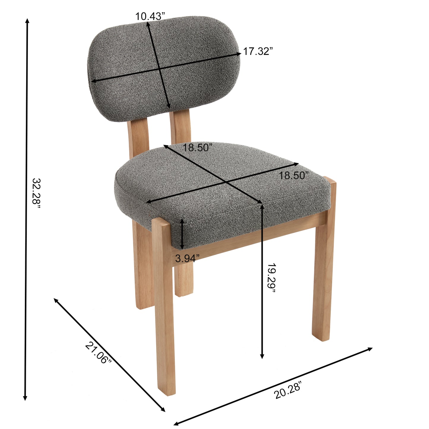 Set of 2 Wooden Dining Chairs: Modern Fabric Upholstered for Kitchen & Dining Room