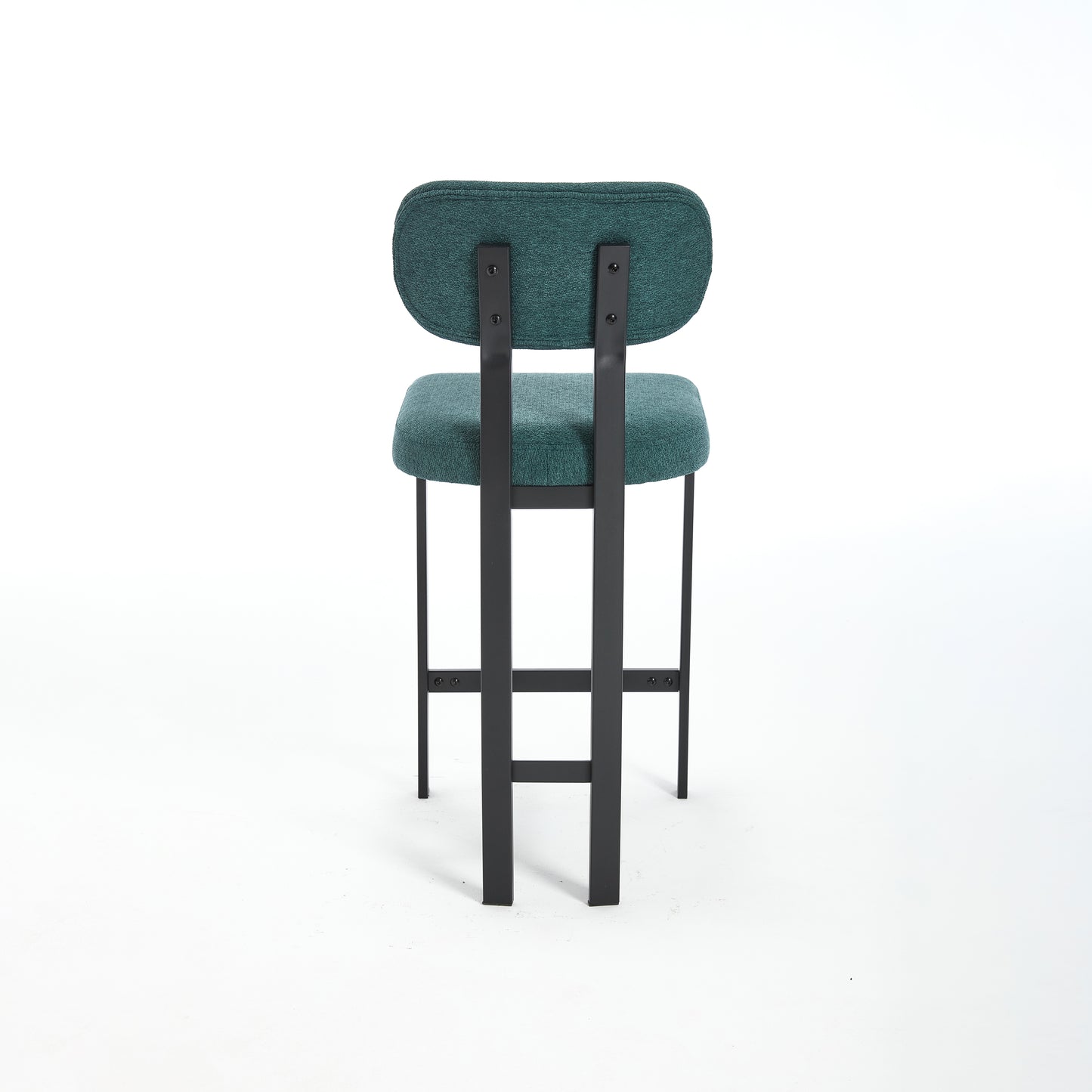 Bar Stools Wiht  Black Metal Legs Set of 2,  Modern Upholstered Fabric Counter Height Barstools