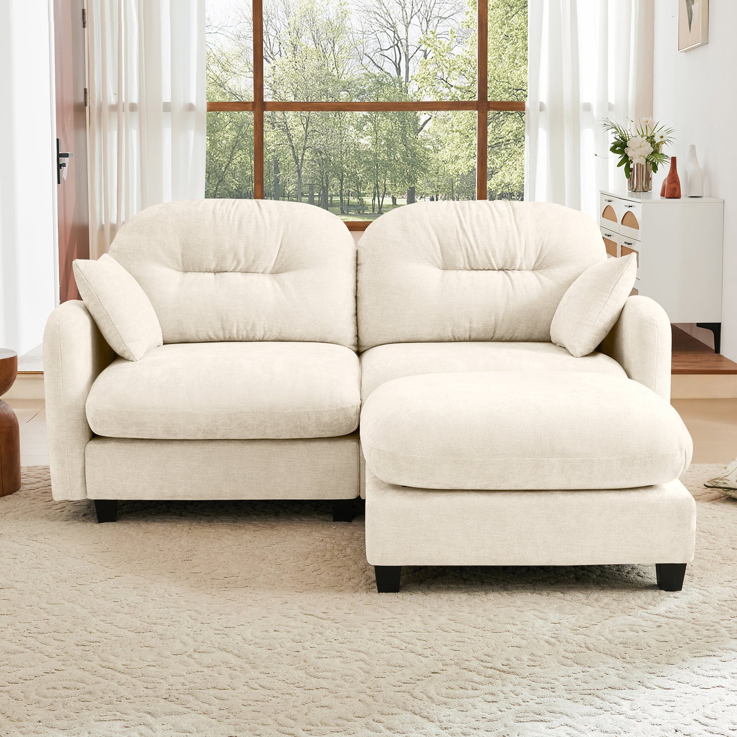 Modular Sectional Couch Chenille Fabric High-Density Foam 2-4 Seats ottoman Optional