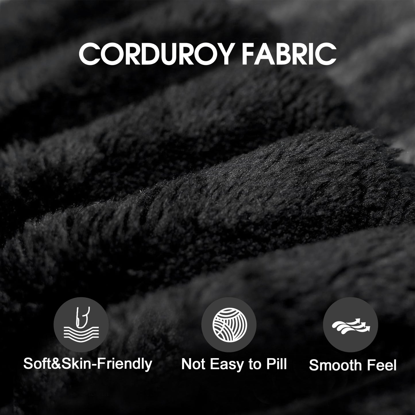 78" Corduroy Fabric Loveseat Sofa – Feather-Filled Cushion, Modular Design, Pure Sponge Support (Black)