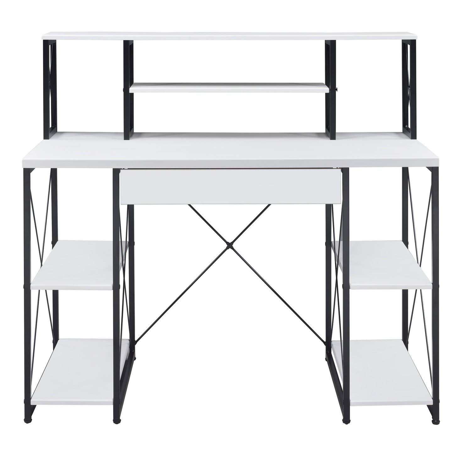 Desk with Open Shelves and Hutch