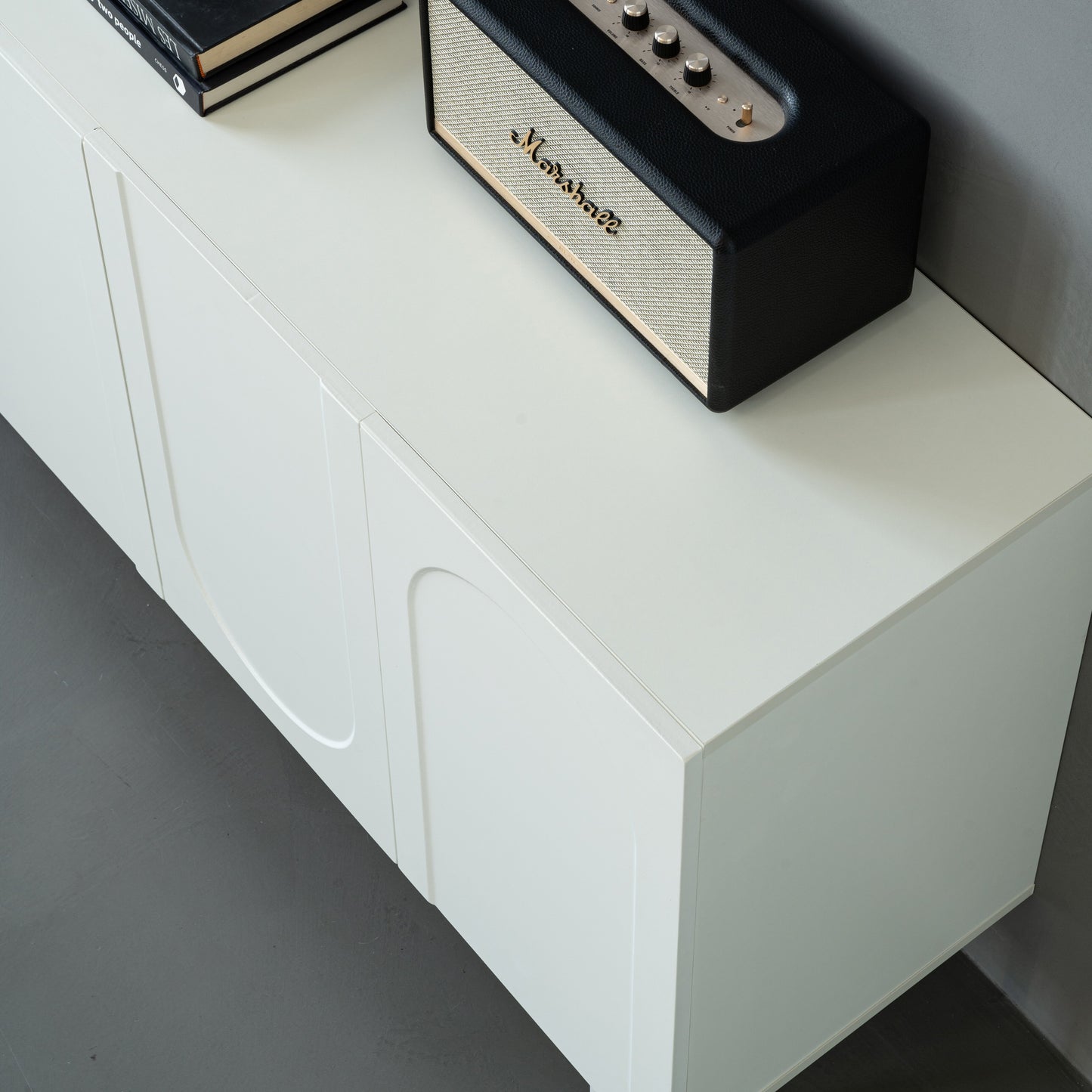 Modern Cream White 4 Door Cabinet for Living & Dining Rooms