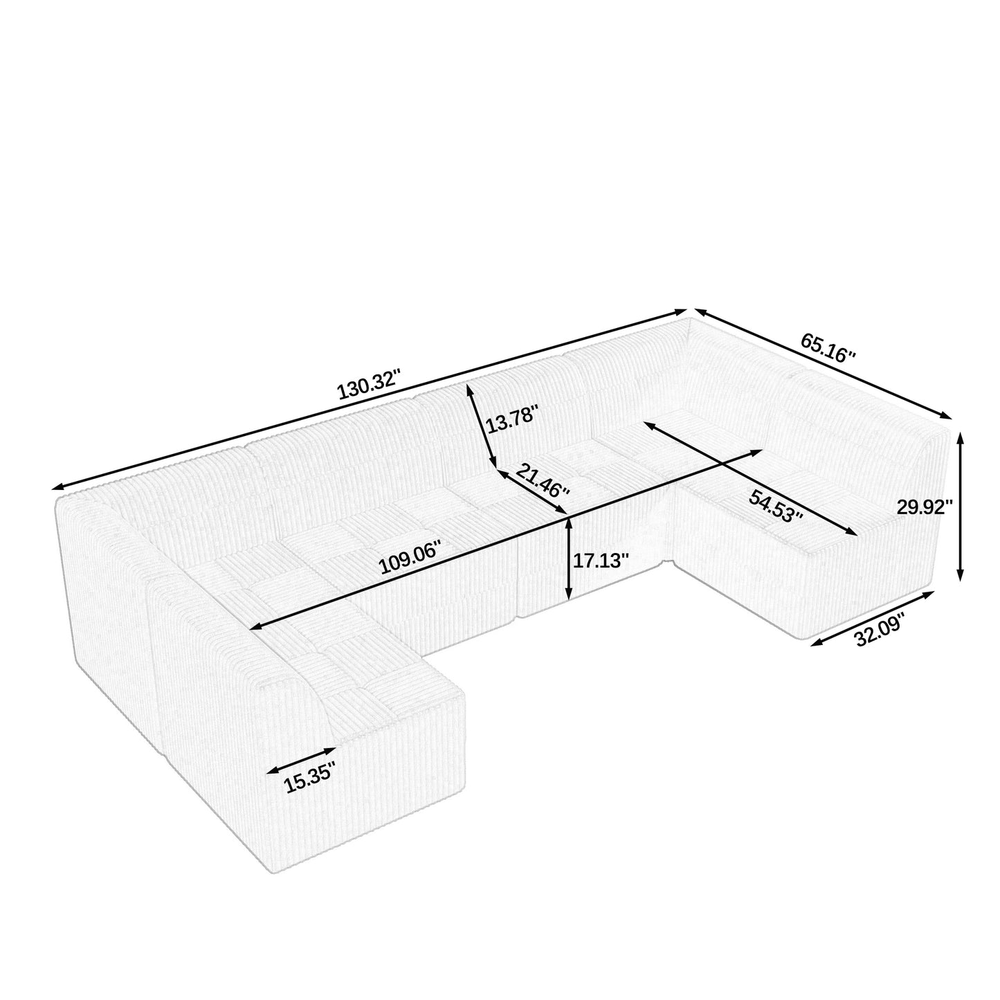 L Shape And U Shape DIY Compressed Modular Sectional Sofa