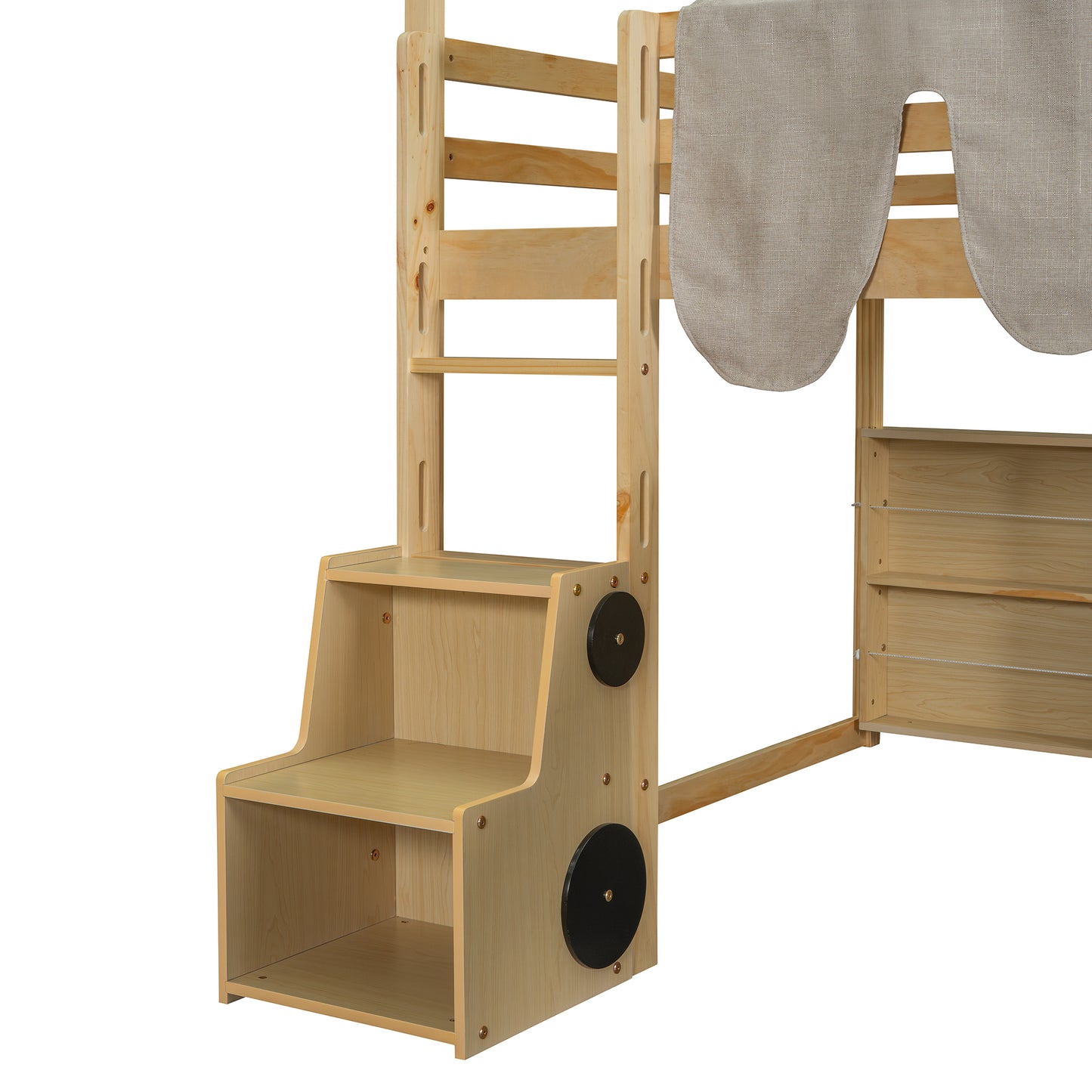 Wooden Loft Bed with House - Shaped Frame and Tent: Ideal for Kids' Rooms