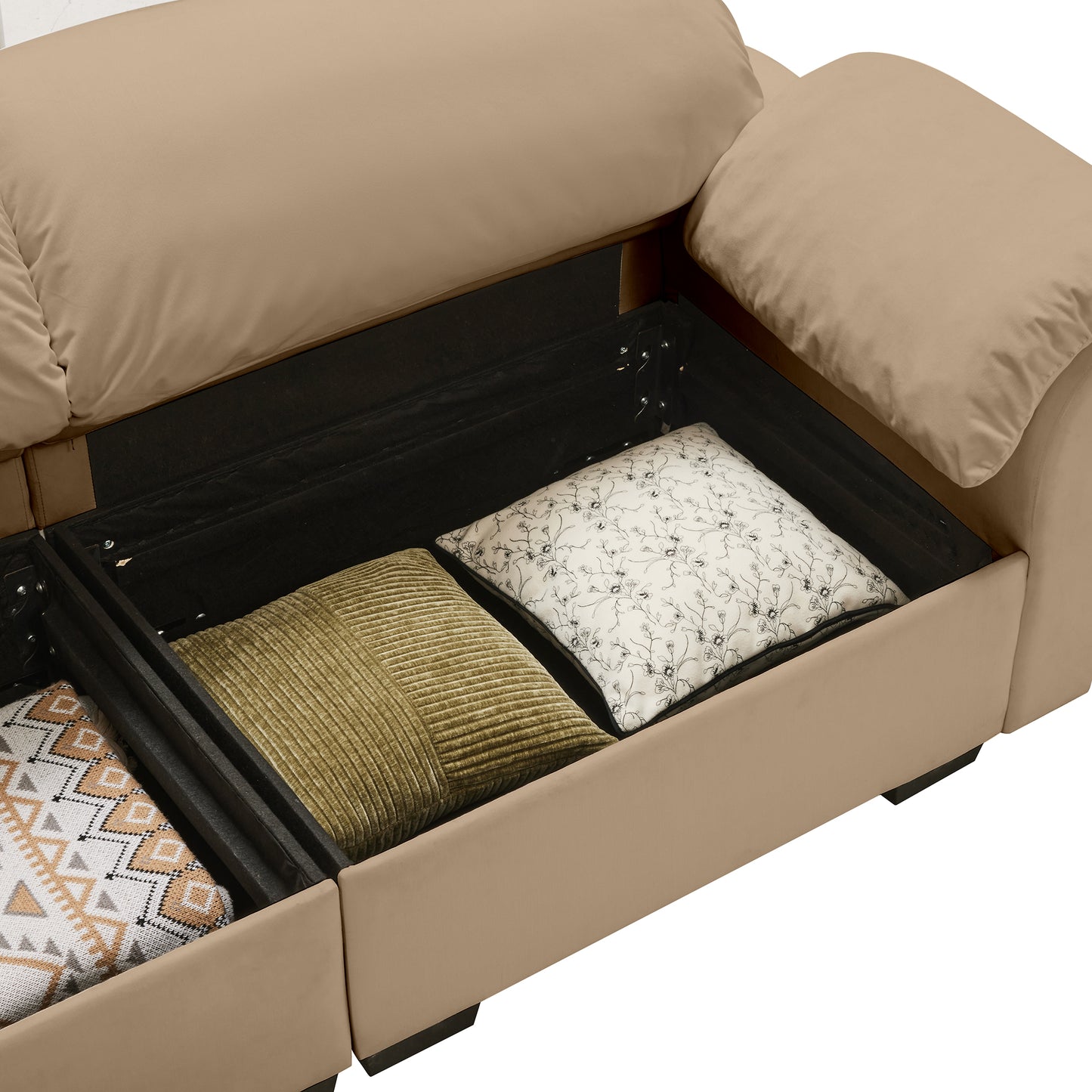 Deep - Seat Living Room Sofa: Single/Two - Seat with Storage & Fluffy Pillows