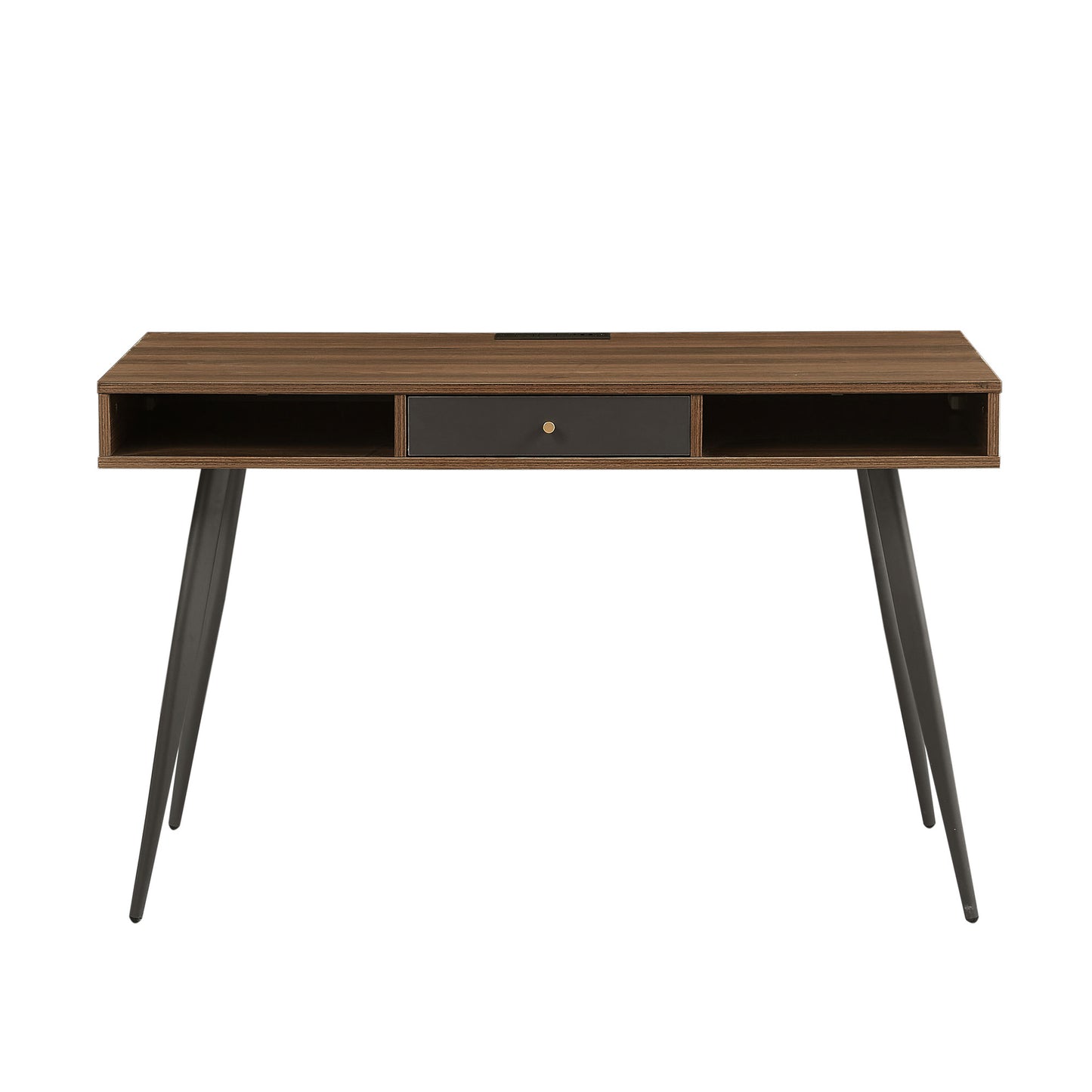 Mid - Century Modern Desk: USB Ports, Power Outlet, Drawers for Home Office