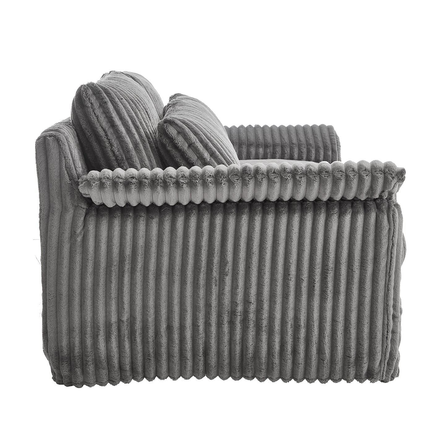 Cloud Corduroy Loveseat Sofa – Modern 2-Seater Comfy Couch for Small Spaces, Living Room, Bedroom, Apartment (Gray/Orange/Green)