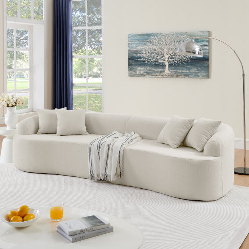 Curved Modular Sectional Sofa in Lamb's Wool Fabric, Modern Minimalist Style, Compressed (No Assembly Required)