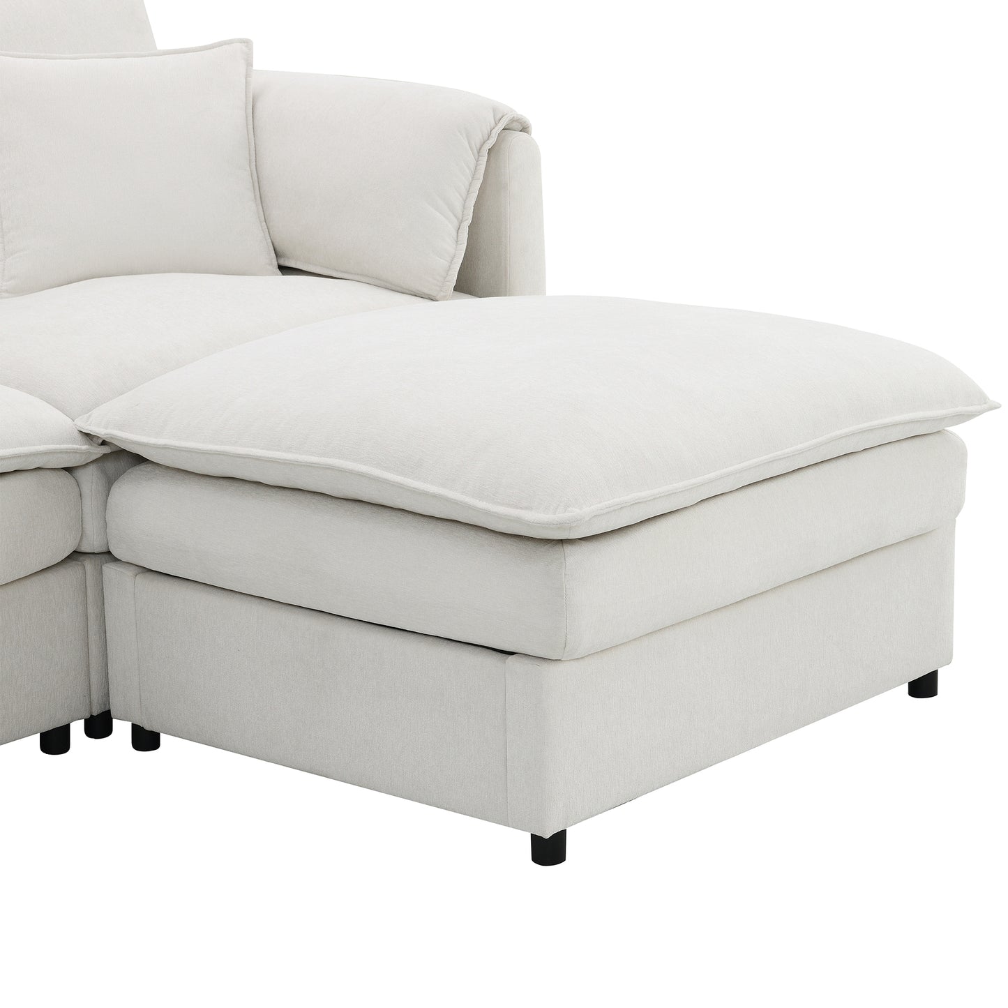134" Chenille Modular U - Shaped Sectional: Double - Cushioned Cloud Couch, 6 - Seat Sleeper with Ottomans for Living Room