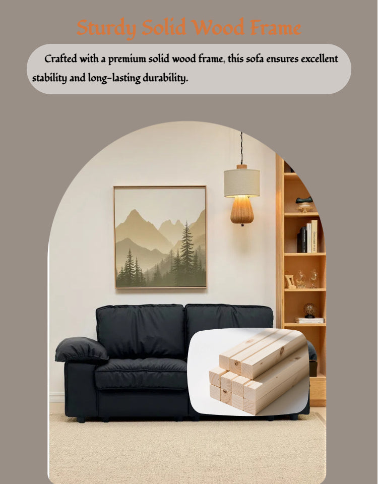 Brown Faux Leather Storage Sofa, 2-Seater Couch with Hidden Compartment for Small Spaces