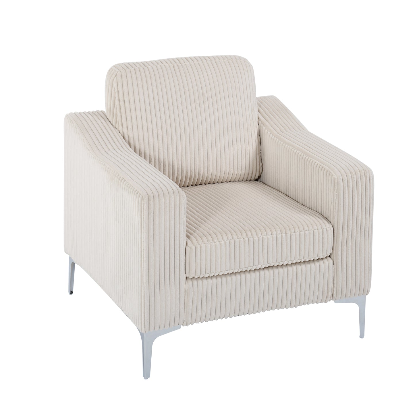 Lounge Sofa with Armrests & Modular Sectional Two-Seater Sofa | Soft Corduroy, Pocket Spring + Sinuous Spring, Easy Assembly – Beige/Gray