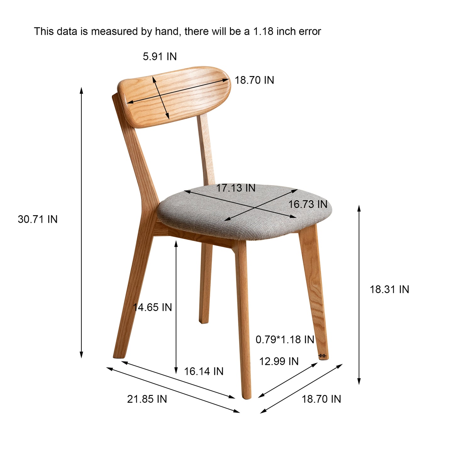 Solid Wood Dining Chairs - Set of 2 for Living Room