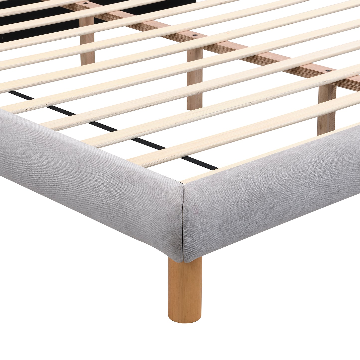 Cozy Upholstered Platform Bed: Cookie - Shaped Headboard, Effortless Assembly