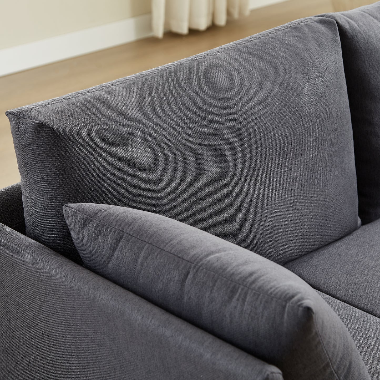 Linen - Upholstered 3 - Seater Modern Sofa: Detachable, Metal Frame for Various Spaces