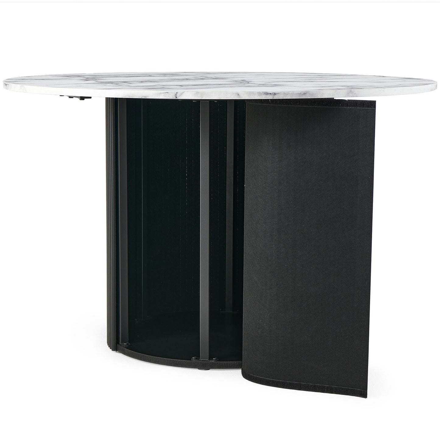 Round Dining Tables with Wood Strip Base Wood Veneer Tabletop 4 Colors