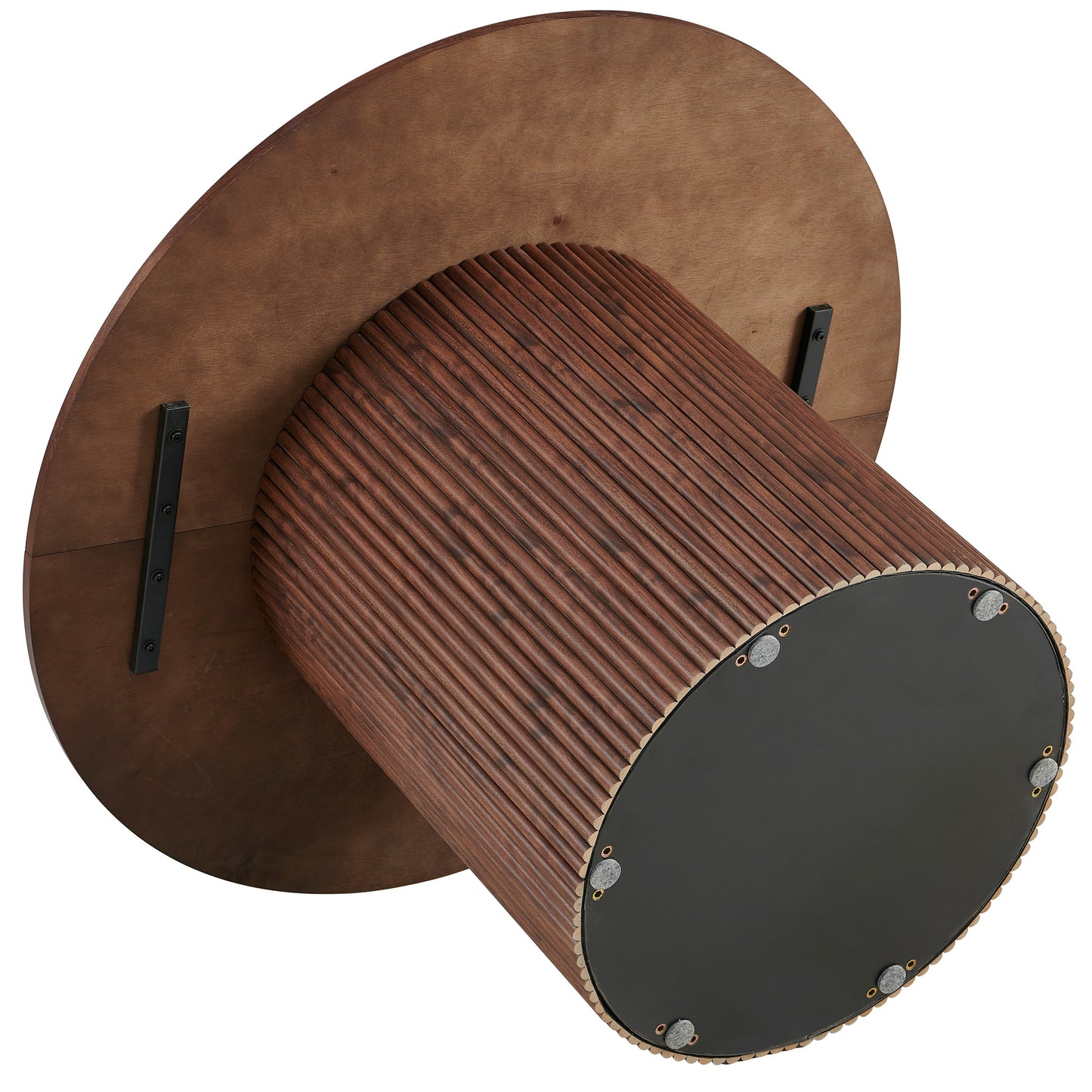 Round Dining Tables with Wood Strip Base Wood Veneer Tabletop 4 Colors