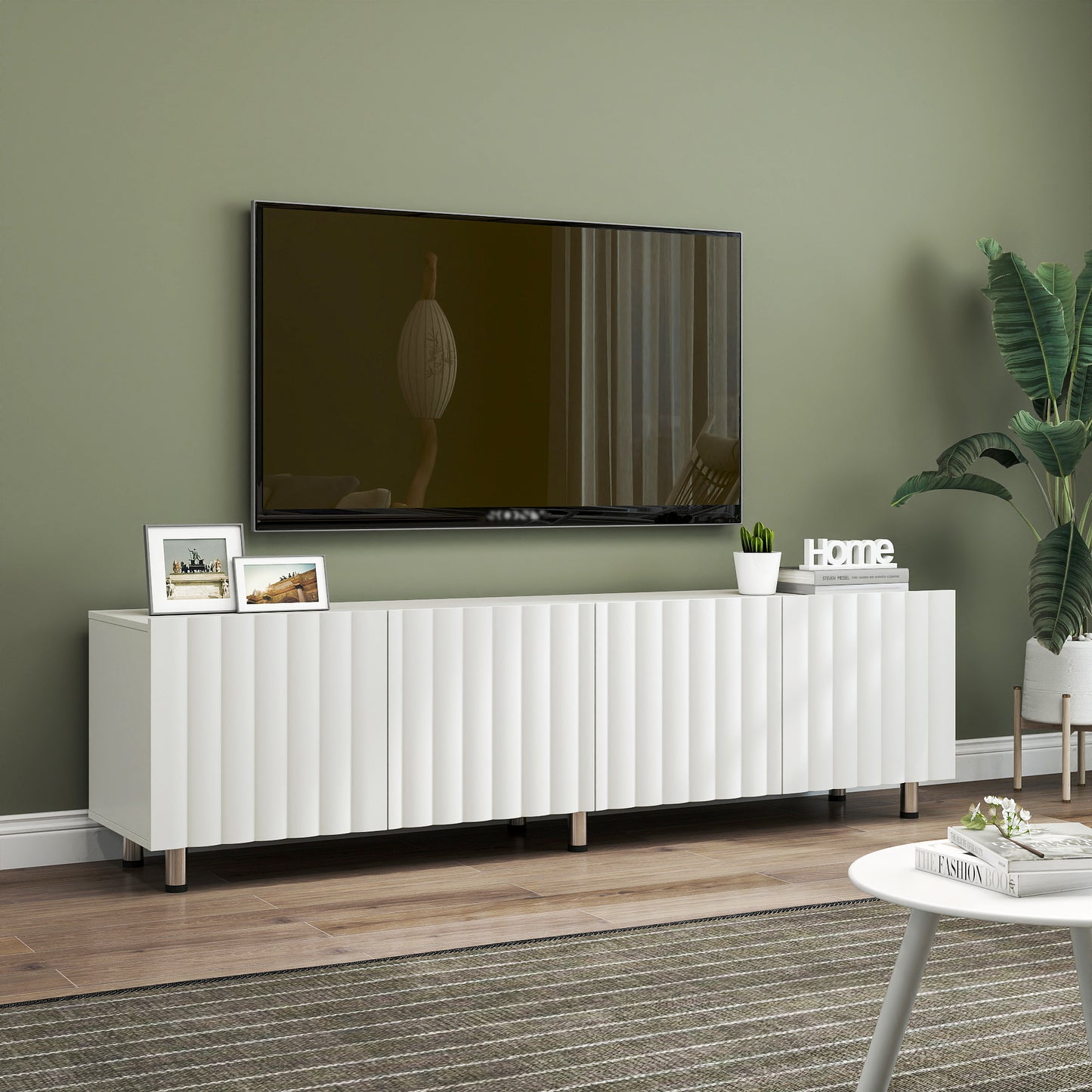 Modern TV Stand for Living Room, Entertainment Center with Storage & 2 Drawers