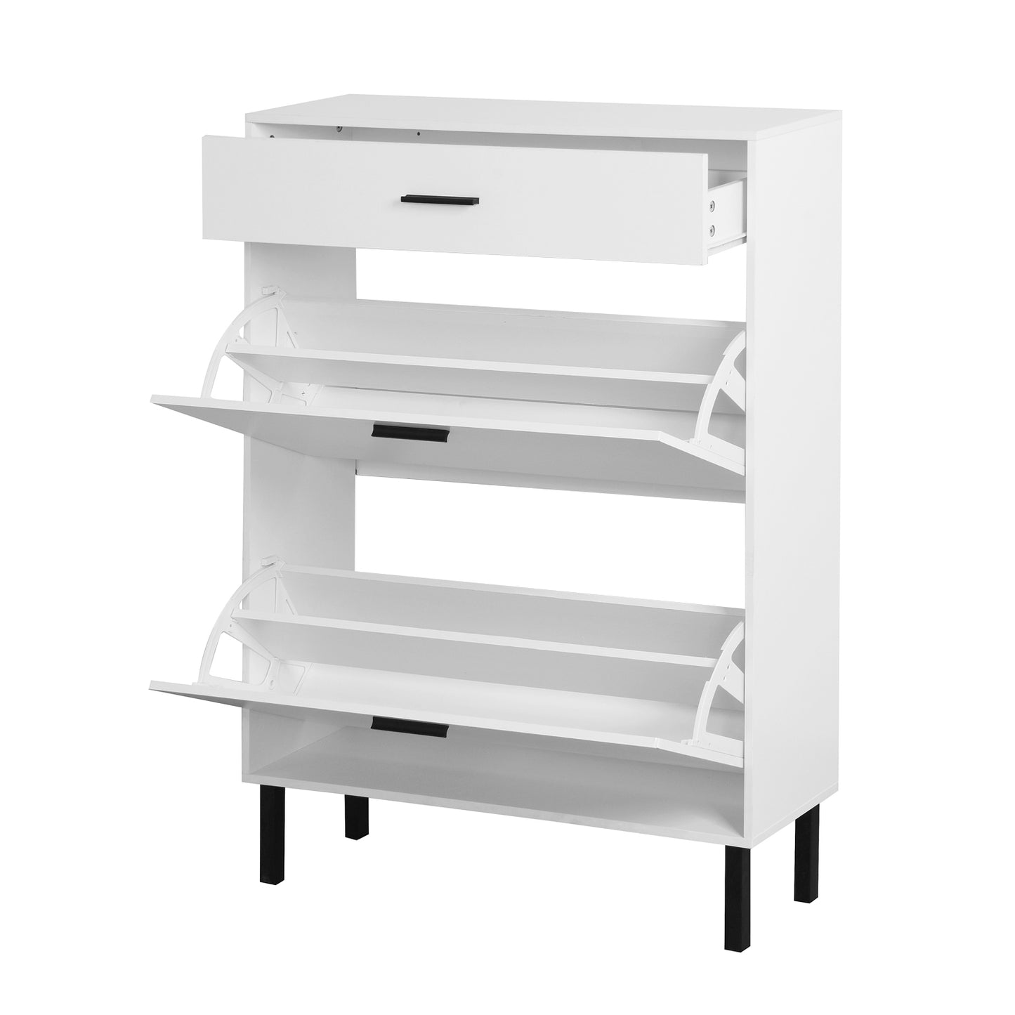 Shoe Cabinet, Freestanding Shoe Rack Storage Organizer with Drawers & Metal Legs