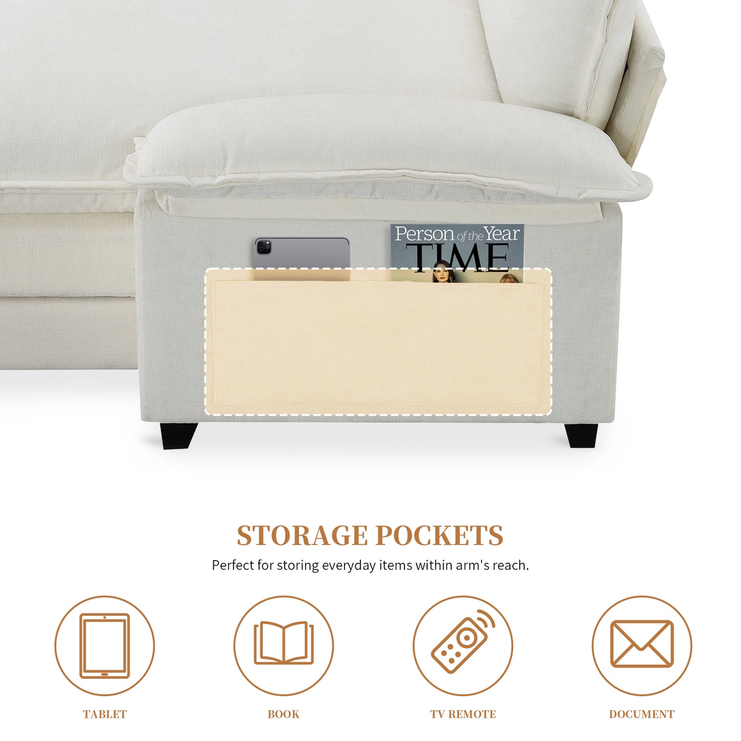 Modern Convertible Sectional Sofa,L-shaped Reversible CouchSet with PillowsAnd Ottoman 3Colors